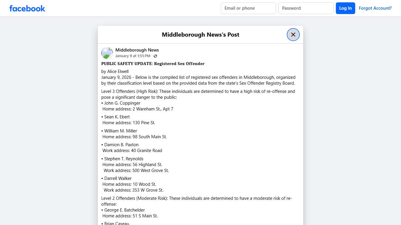 𝐏𝐔𝐁𝐋𝐈𝐂 𝐒𝐀𝐅𝐄𝐓𝐘 𝐔𝐏𝐃𝐀𝐓𝐄: 𝐑𝐞𝐠𝐢𝐬𝐭𝐞𝐫𝐞𝐝 𝐒𝐞𝐱... - Middleborough News | Facebook