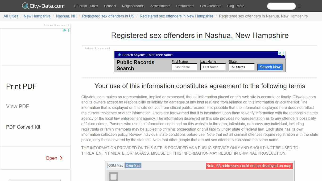 Registered sex offenders in Nashua, New Hampshire - crimes listed, registry-based, living in this city