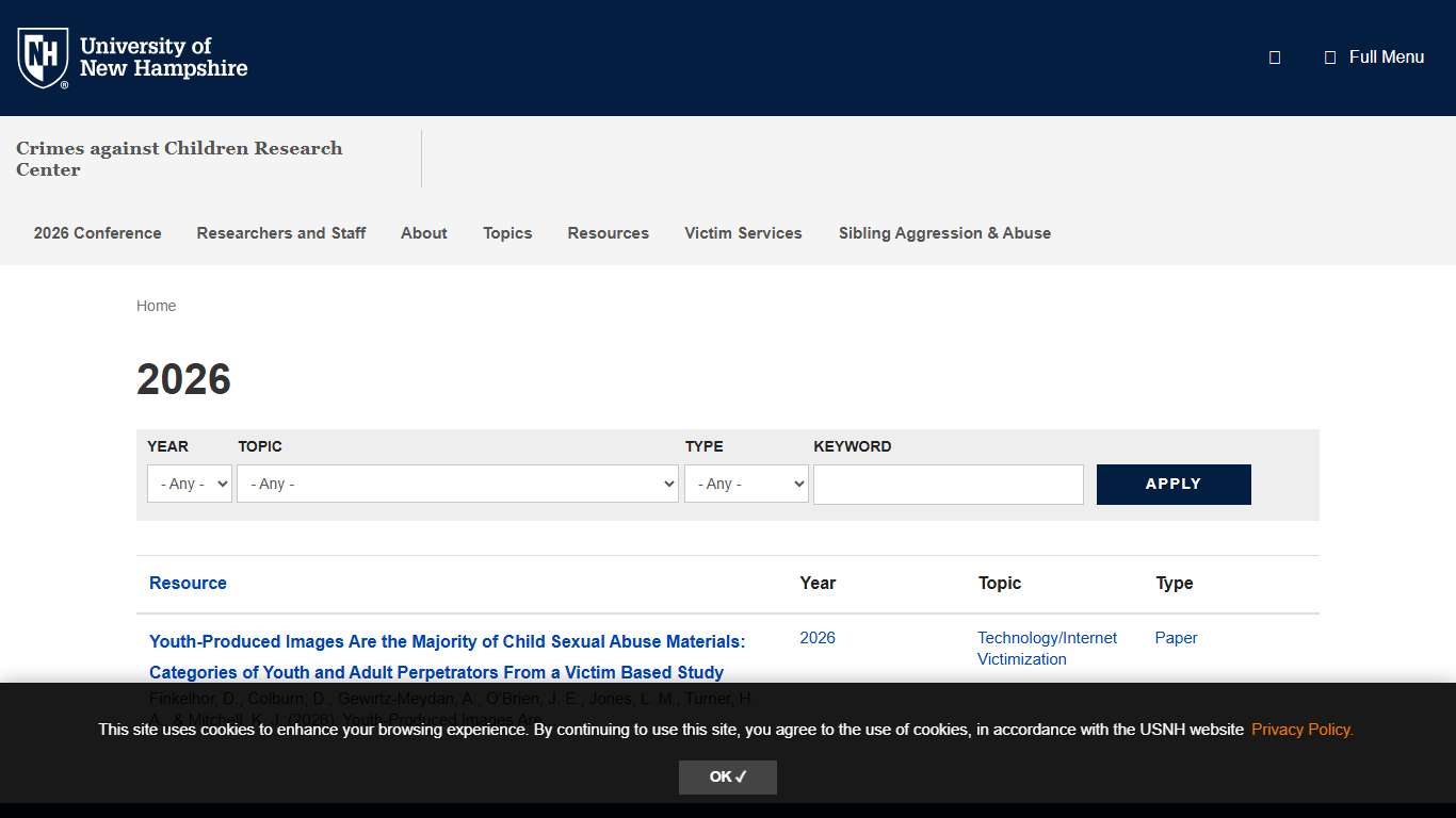 2026 | Crimes against Children Research Center